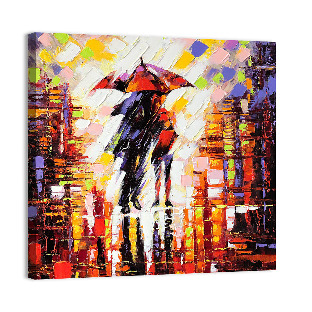 Couple Under Red Umbrella Wall Art