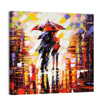 Couple Under Red Umbrella Wall Art