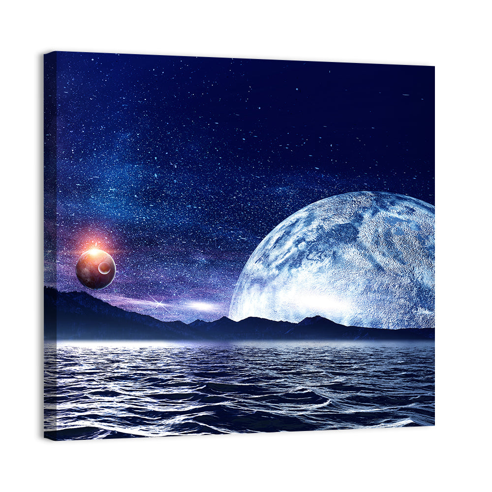 Hidden Moon Over Alien Sea Wall Art