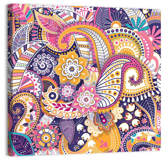 Indian Ornamental Paisley Pattern Wall Art as a canvas print