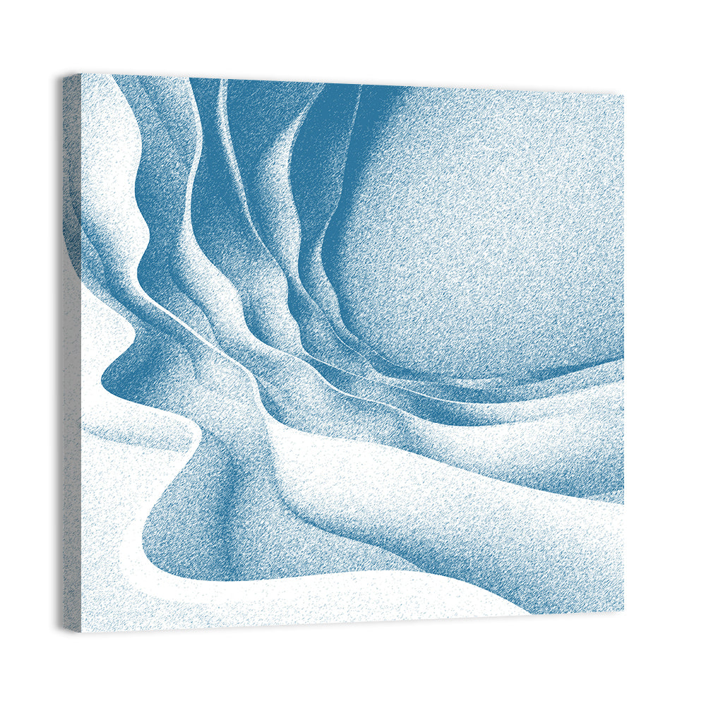 Blue Topographical Waves Wall Art, canvas print, square