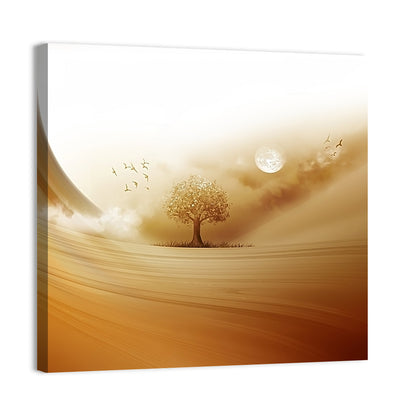 Moonlit Desert Tree Wall Art