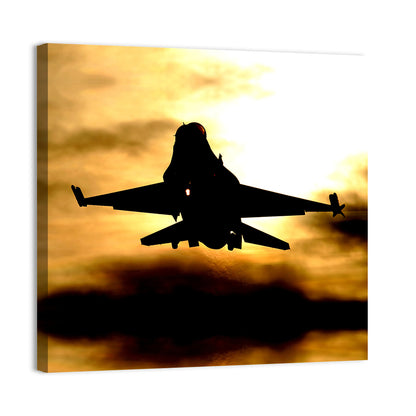 F-16 Landing at Golden Sunset Wall Art