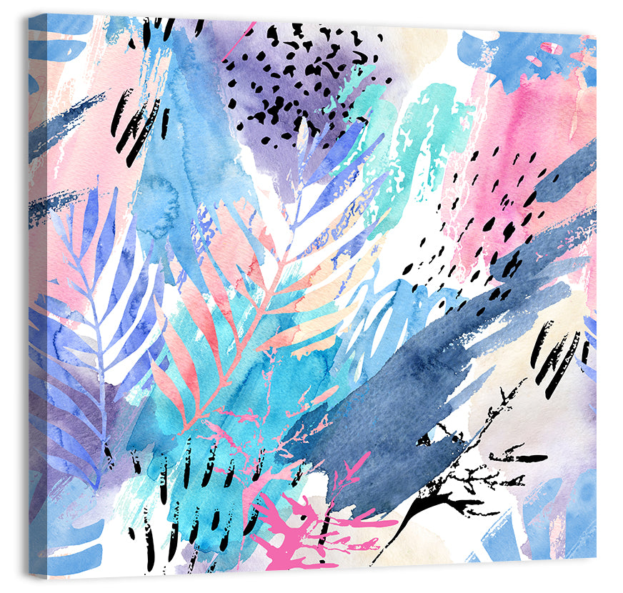 Palm Leaf Watercolor Collage Wall Art