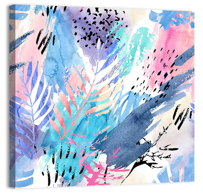 Palm Leaf Watercolor Collage Wall Art
