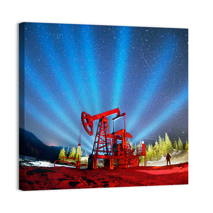 Starry Night Oil Pump Jack Wall Art