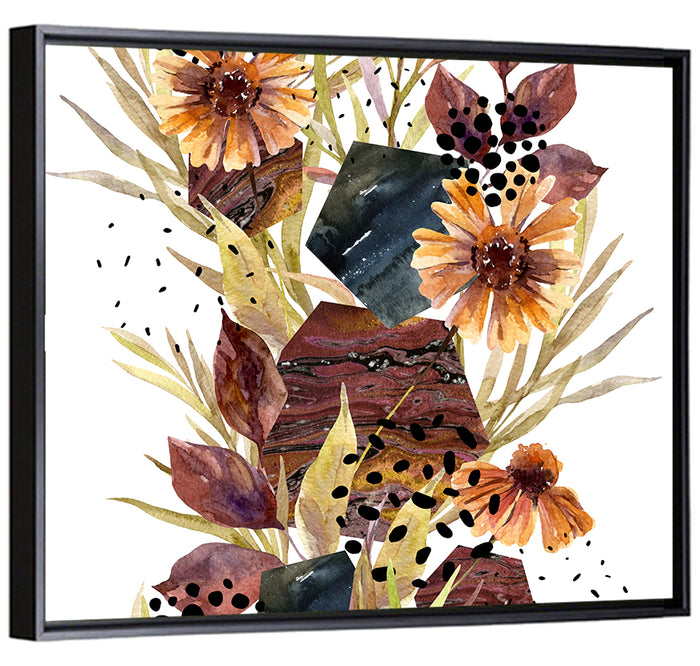 Autumn Floral Illustration Wall Art as a framed canvas