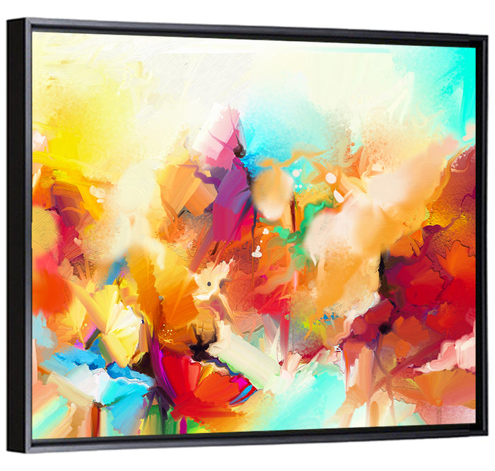 Vibrant Semi Abstract Flowers Wall Art as a framed canvas