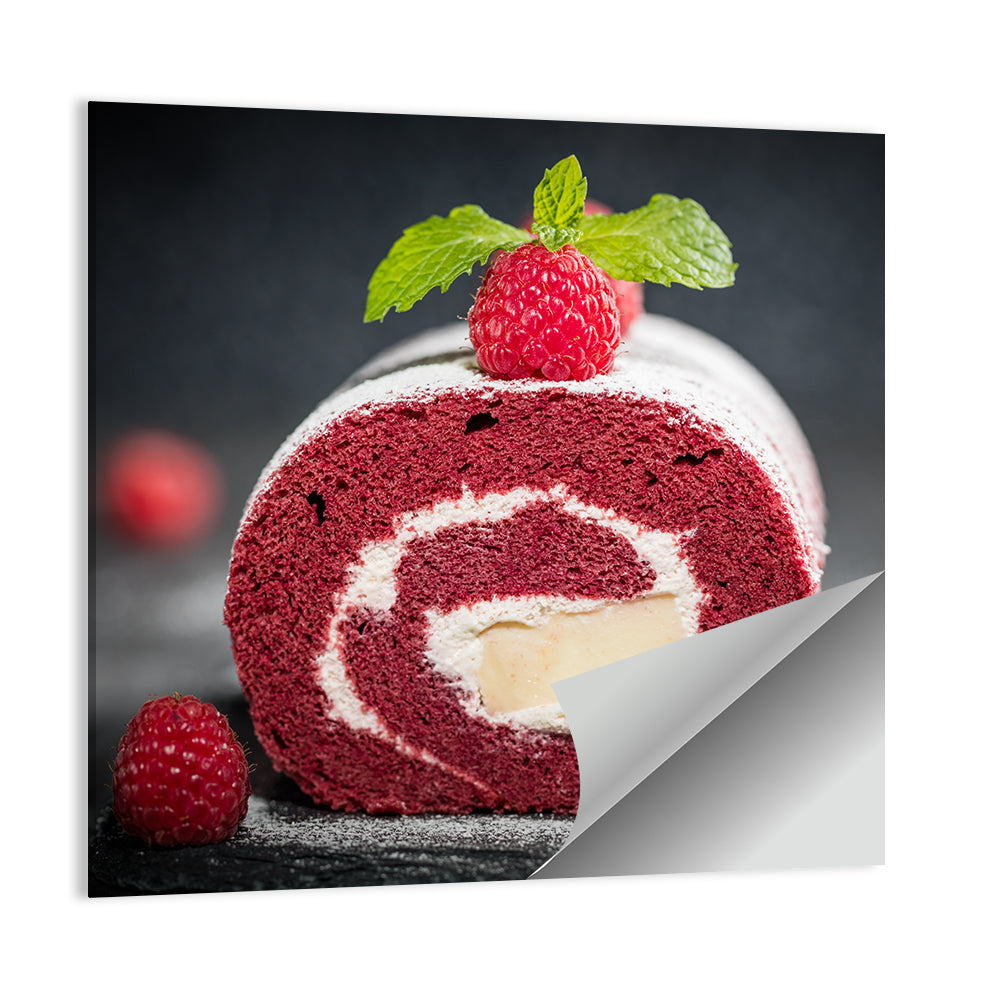 Raspberry Swiss Roll Cake Wall Art