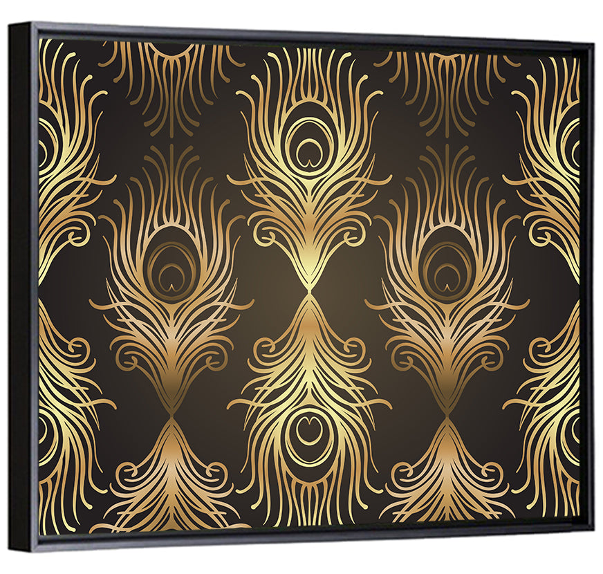 Gold Peacock Feather Pattern Wall Art