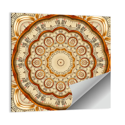 Antique Golden Clock Mandala Wall Art