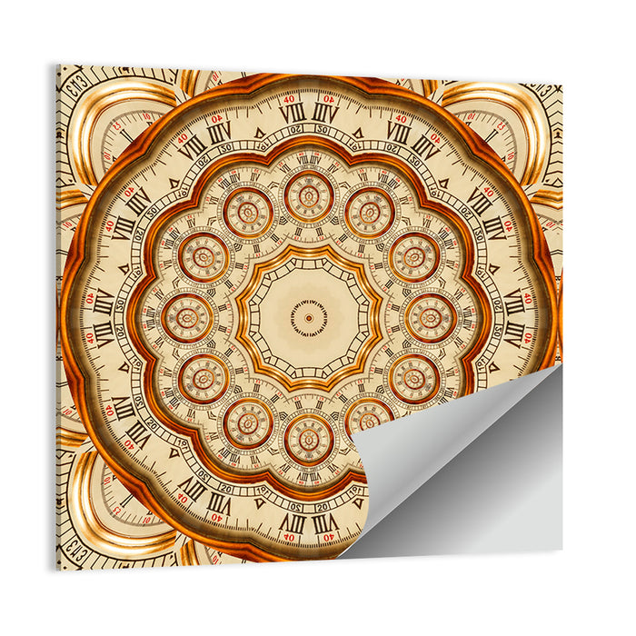 Antique Golden Clock Mandala Wall Art as a poster print