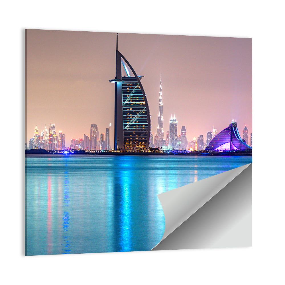 Dubai Night Skyline Wall Art