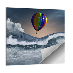 Aerostat Flying Above Stormy Sea Wall Art