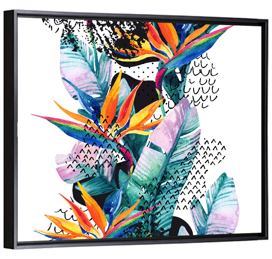 Bird of Paradise Floral Texture Wall Art
