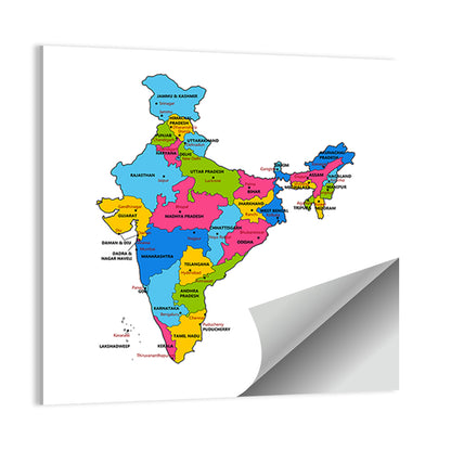 Detailed Map Of India Wall Art