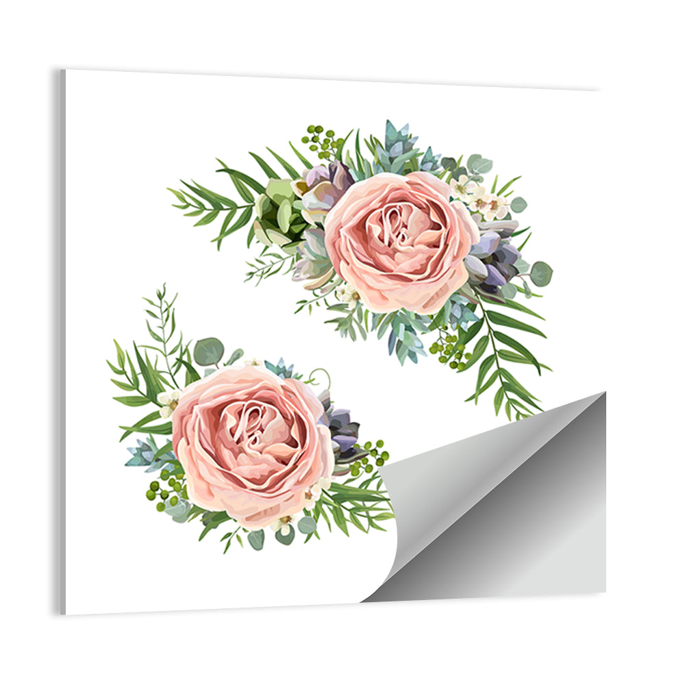 Mirrored Pink Rose Clusters Wall Art