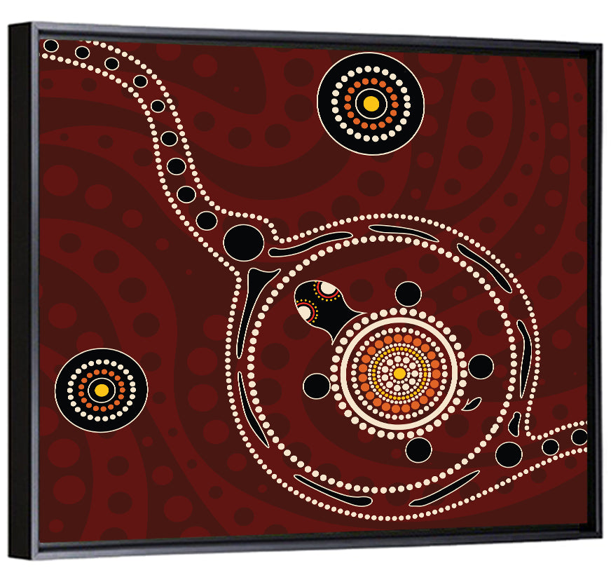 Aboriginal Turtle Dot Painting Wall Art