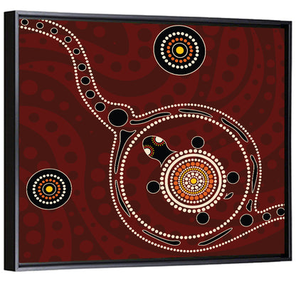 Aboriginal Turtle Dot Painting Wall Art