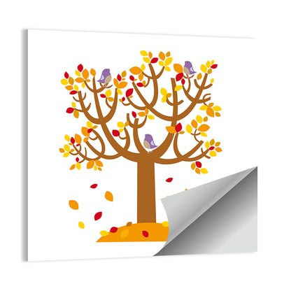 Autumn Tree with Perching Birds Wall Art