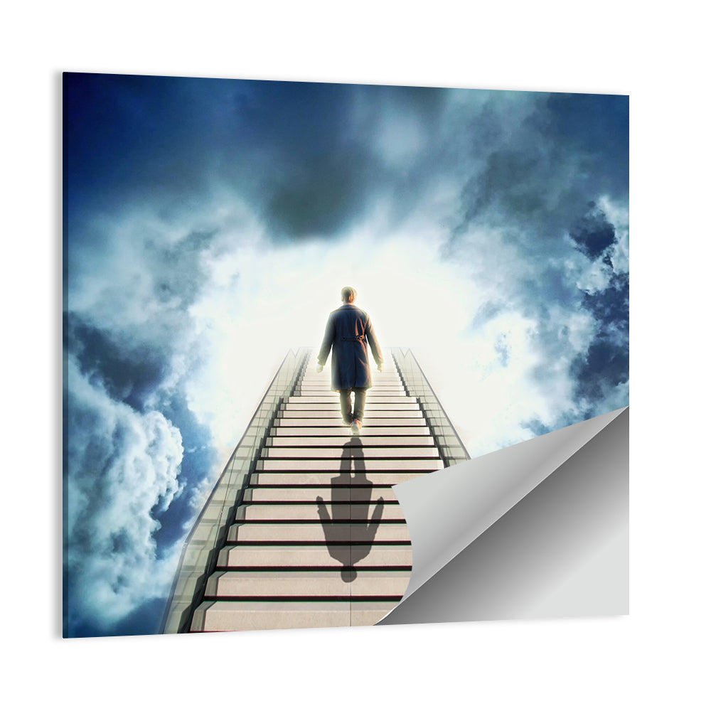 Man Ascending Toward Light Wall Art
