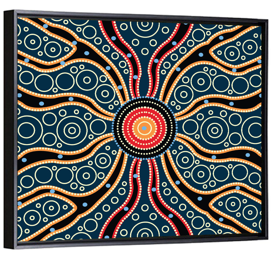 Concentric Dot Sunburst Illustration Wall Art