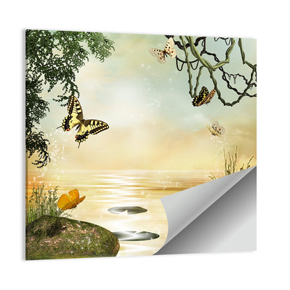 Butterflies Over Golden Pond Wall Art