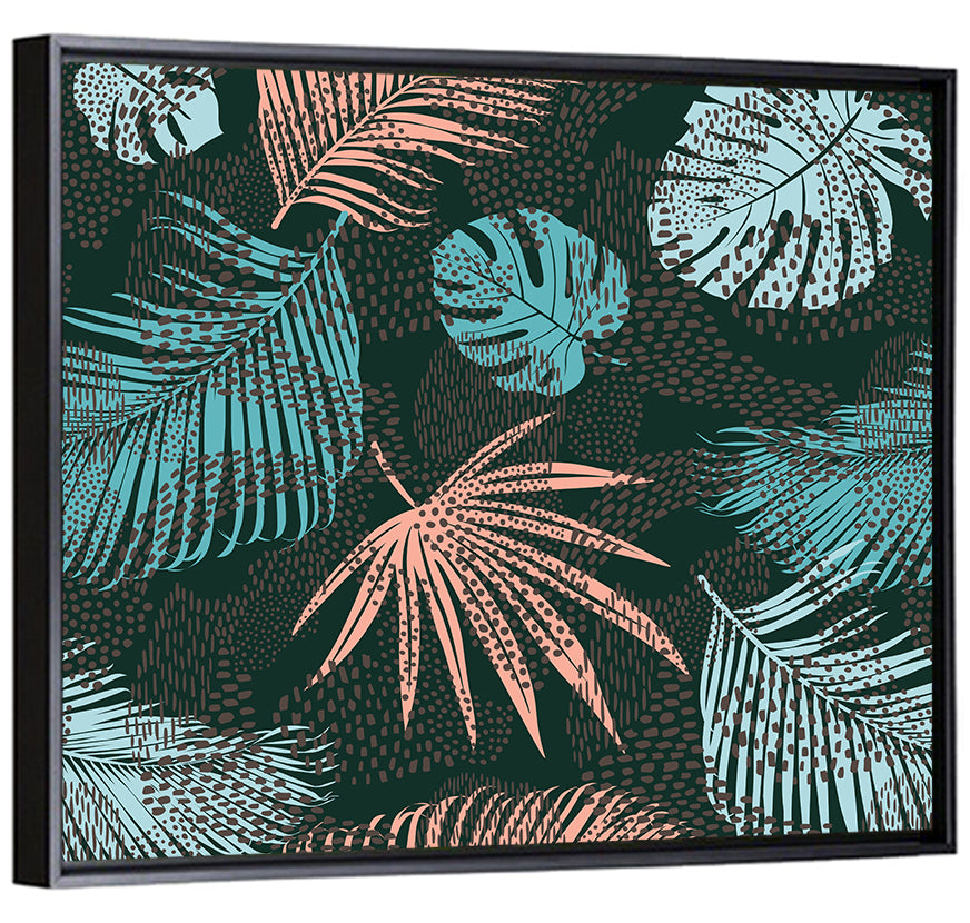 Stippled Tropical Leaves Illustration Wall Art