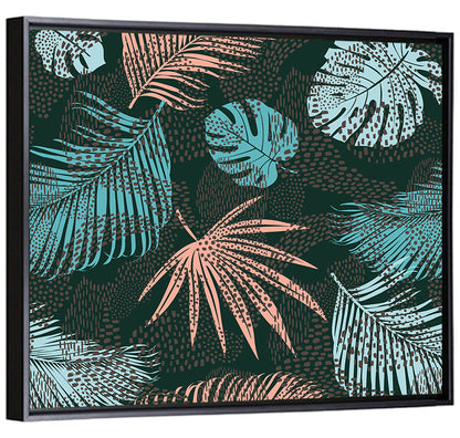 Stippled Tropical Leaves Illustration Wall Art