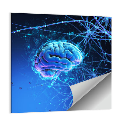 Blue 3d Neural Brain Wall Art