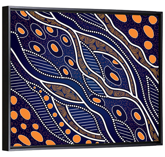 Rhythmic Dot Vector Composition Wall Art as a framed canvas