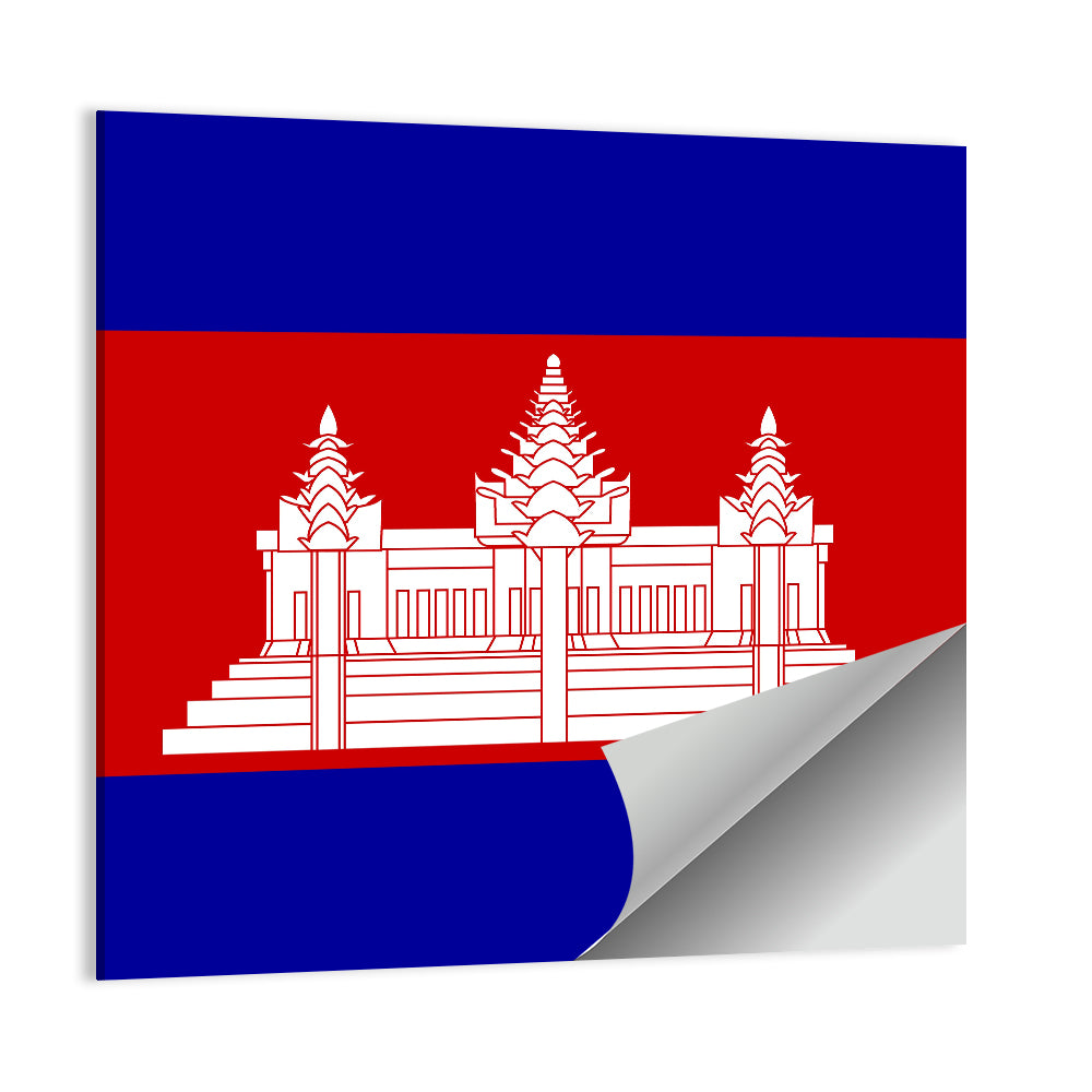 Cambodia Flag with Angkor Wat Emblem Wall Art