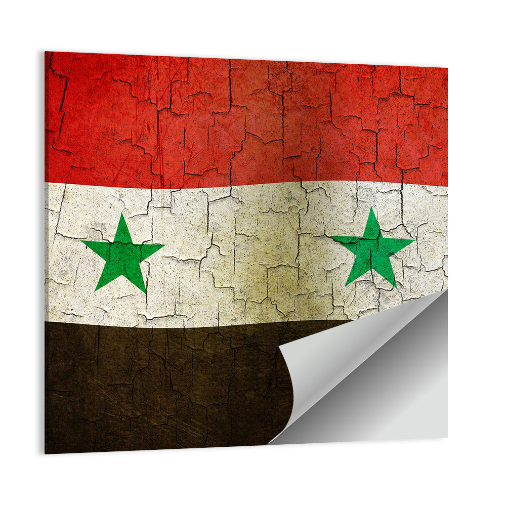 Syrian Flag Weathered Texture Wall Art