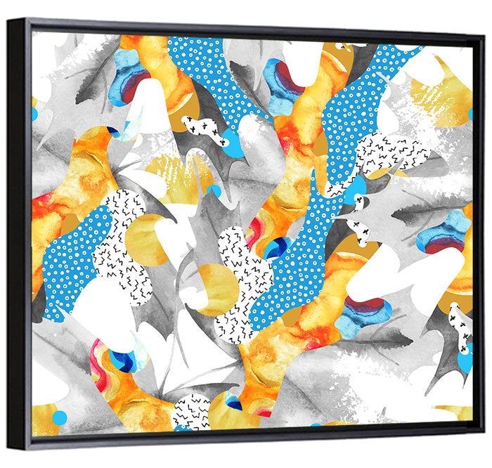 Fluid Leaf Shapes Pattern Wall Art as a framed canvas