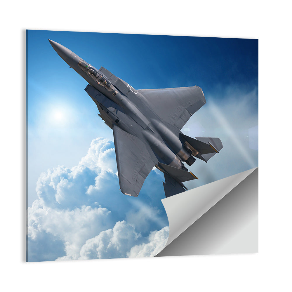 Low Angle Fighter Jet Over Sky Wall Art