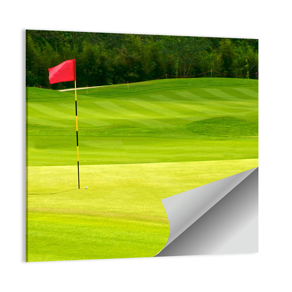 Red Golf Flag on the Green Wall Art