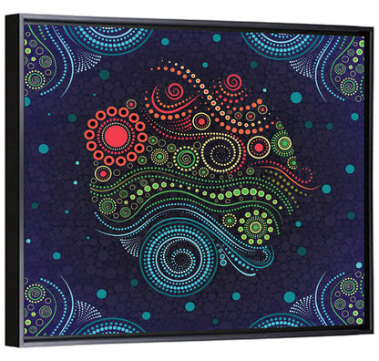 Concentric Floral Dot Illustration Wall Art
