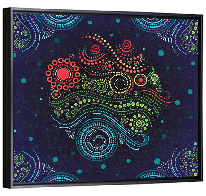 Concentric Floral Dot Illustration Wall Art as a framed canvas