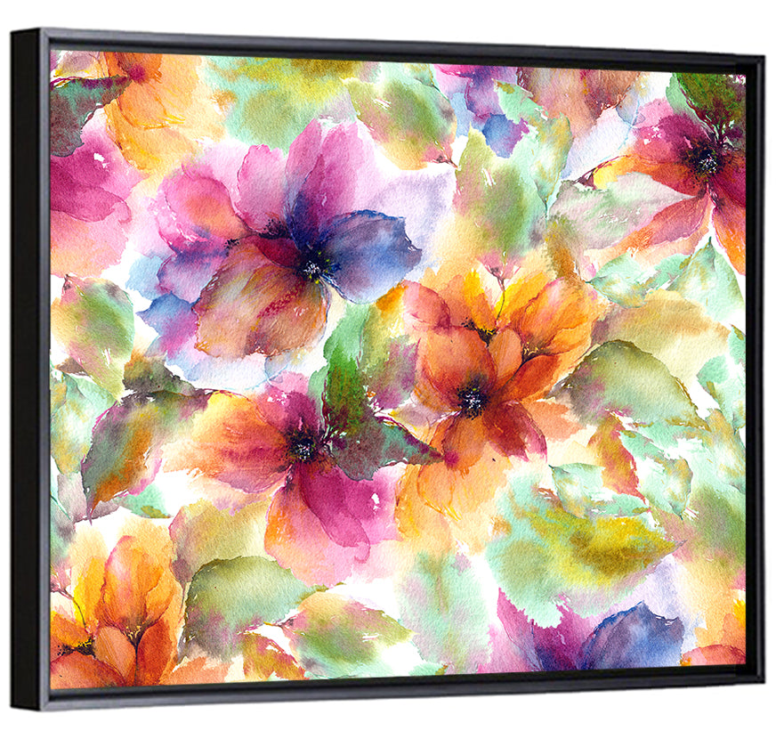Vibrant Watercolor Floral Pattern Wall Art