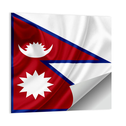 Nepal Flag with Moon and Sun Wall Art