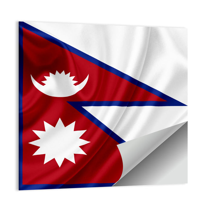 Nepal Flag with Moon and Sun Wall Art as a poster print