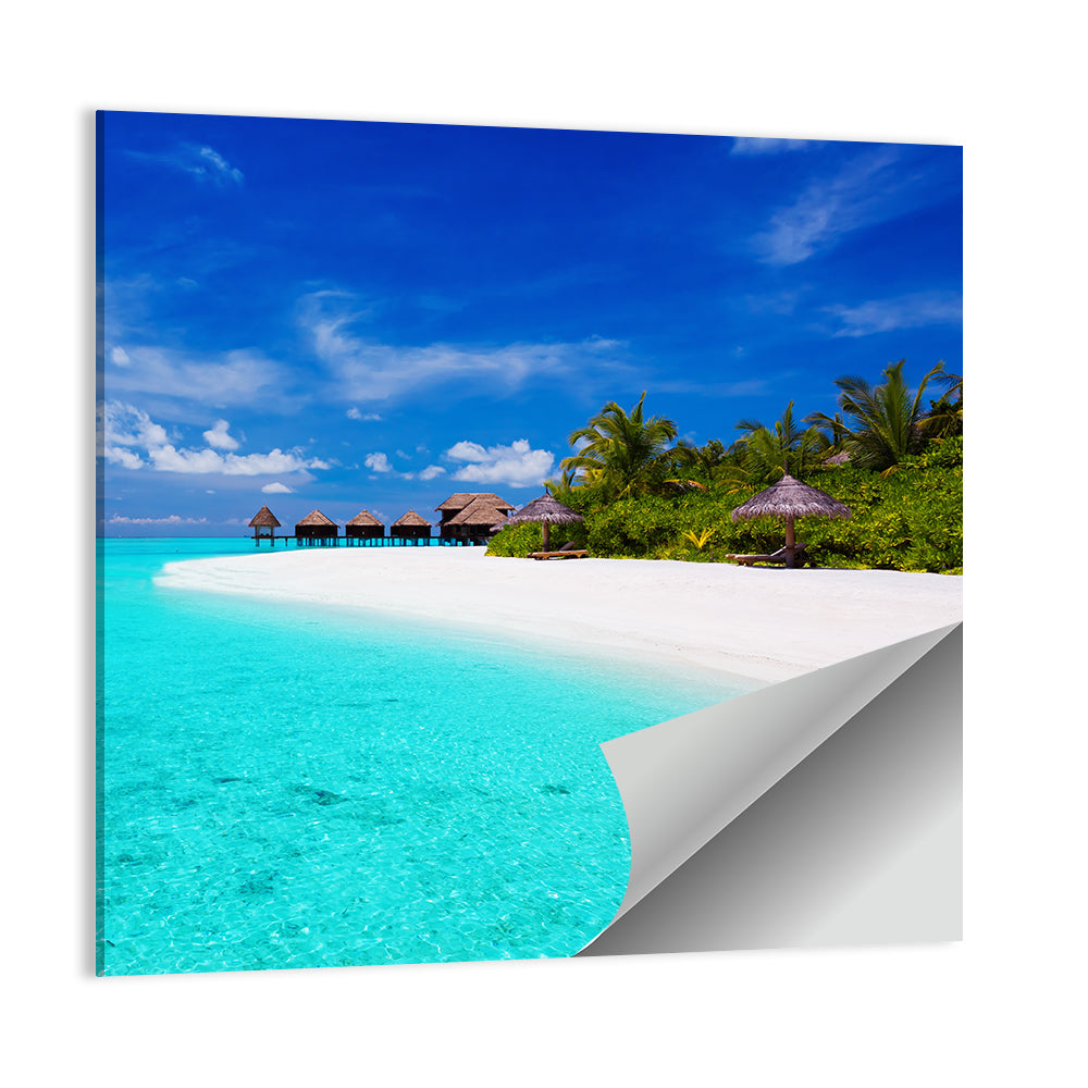 Turquoise Island with Water Bungalows Wall Art