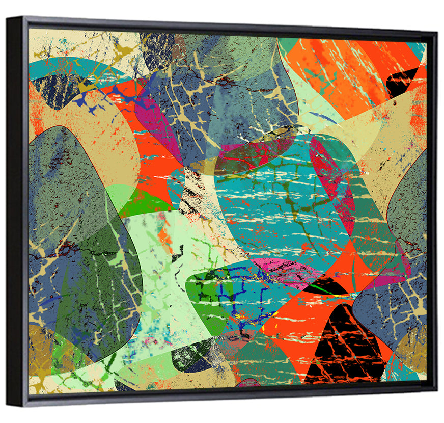 Vibrant Grunge Geometric Collage Wall Art