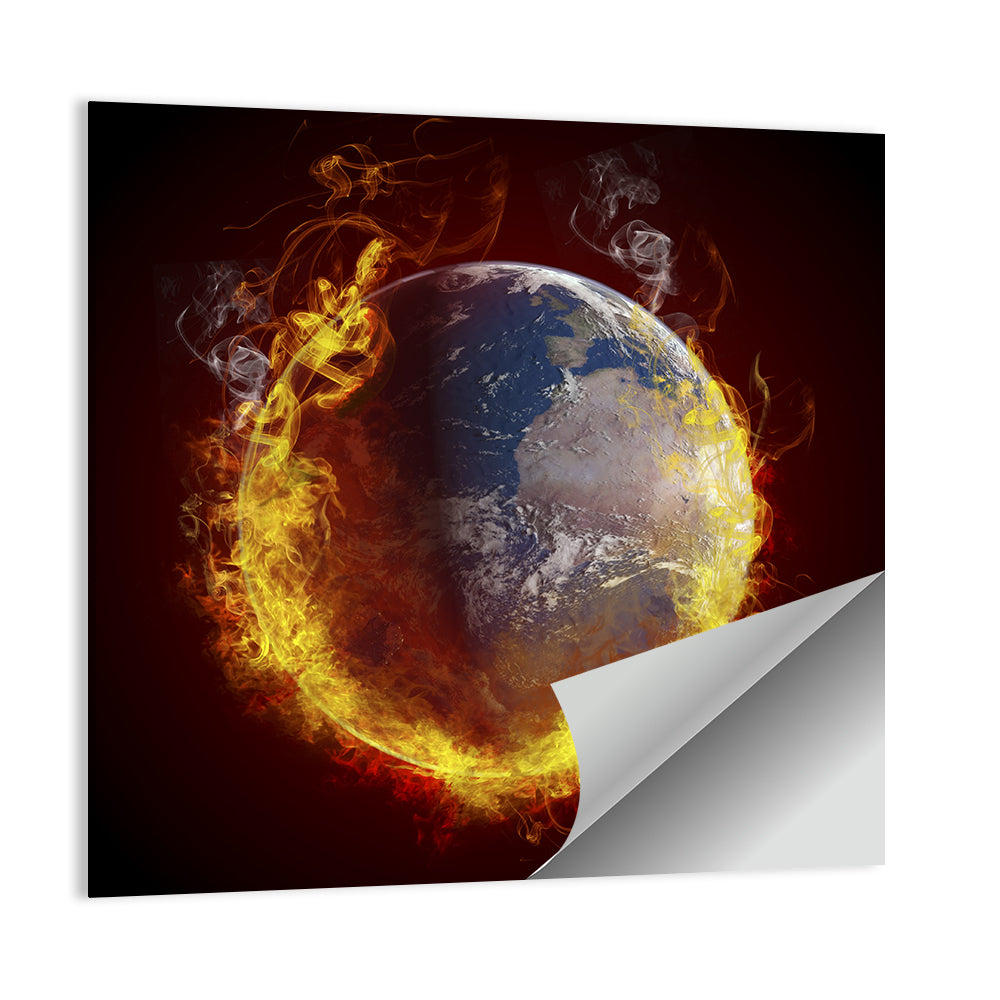 Burning Planet Earth Wall Art