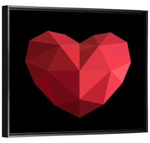 Red Geometric Heart Wall Art