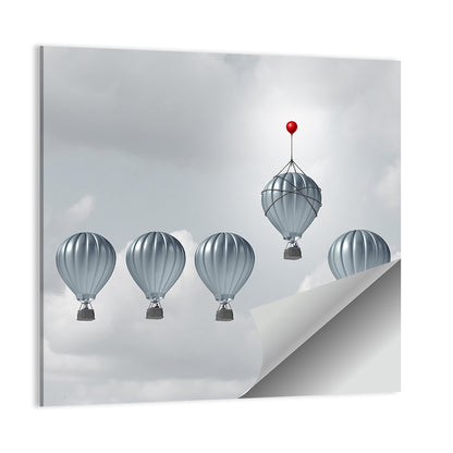 Hot Air Balloon Race with Red Accent Wall Art