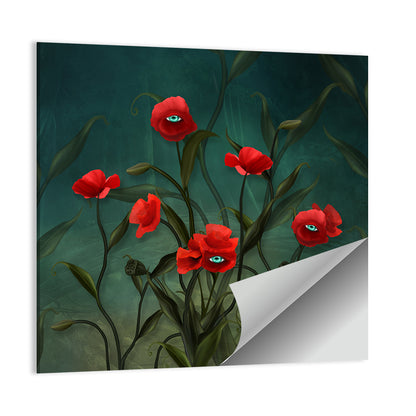 Surreal Poppies with Eyes Wall Art