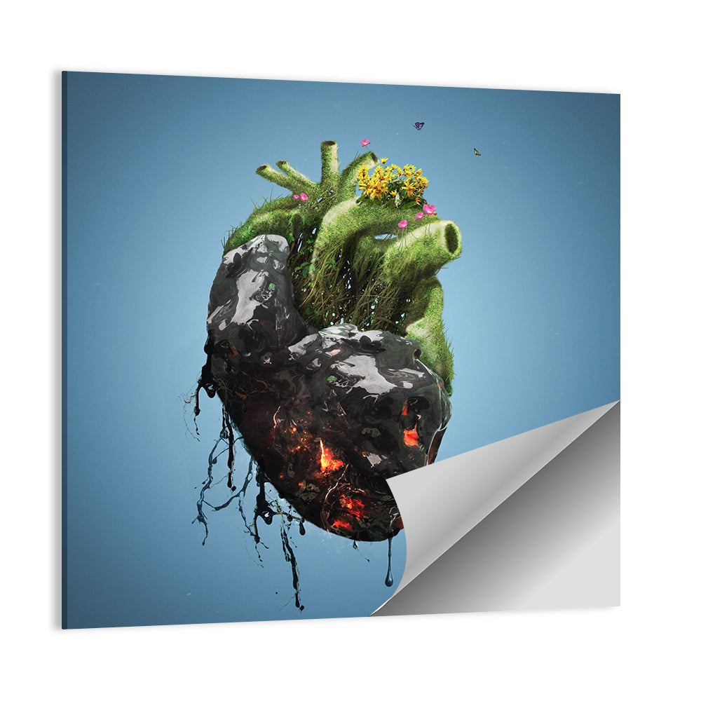 Anatomical Heart with Moss and Lava Wall Art