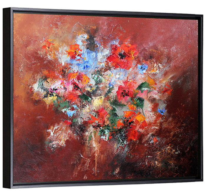 Impasto Poppy Bouquet Wall Art as a framed canvas