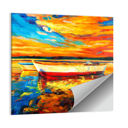 Boats at Golden Sunset Wall Art